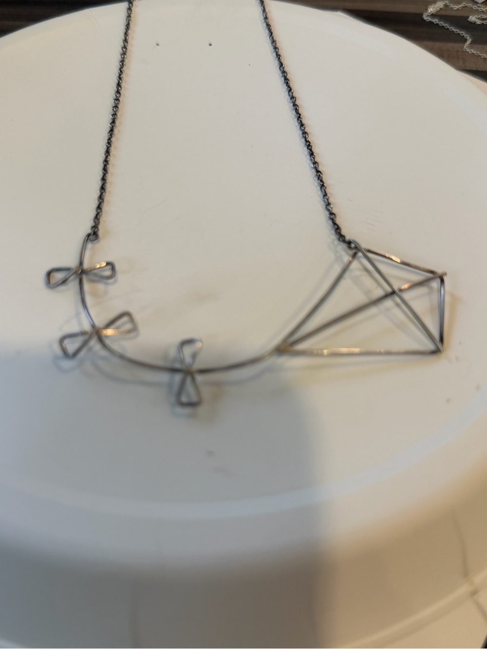 Vintage 17” Sterling Silver Kite With Streamers Necklace